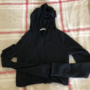 Distressed Black Crop Hoodie